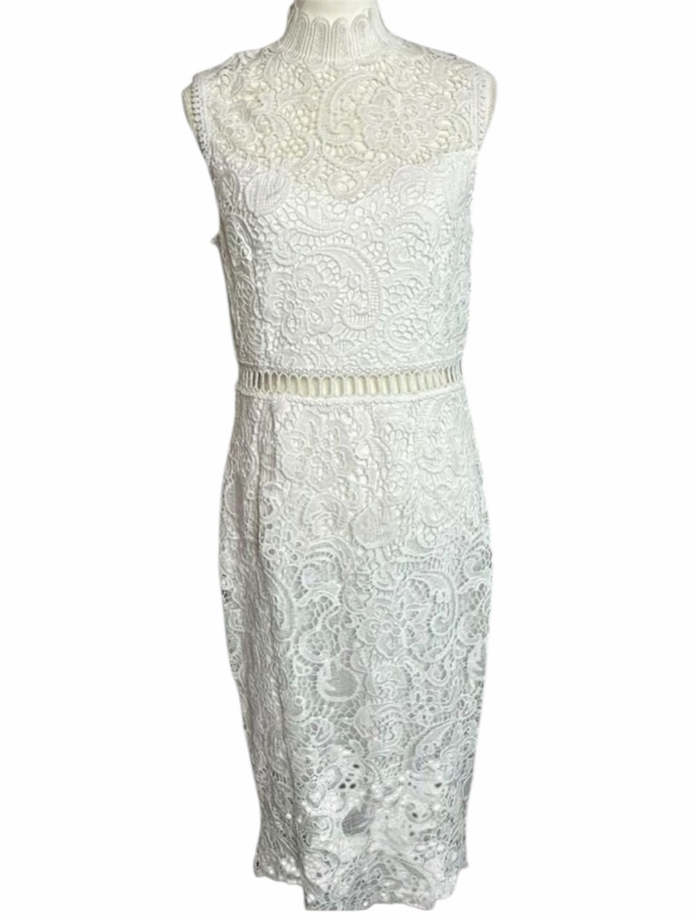 White Lace Midi Dress by MainStrip